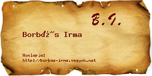 Borbás Irma névjegykártya